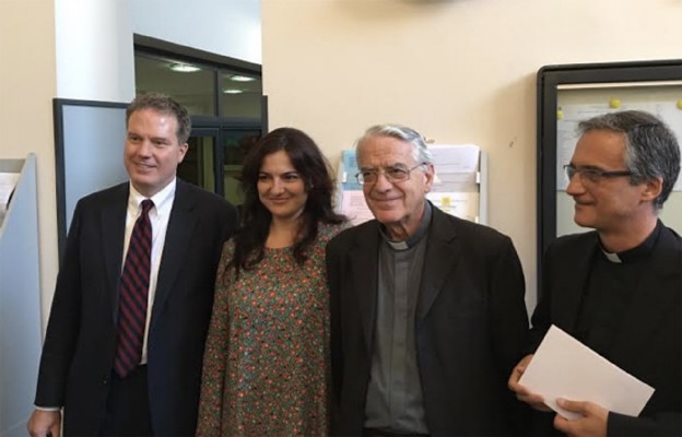 Greg Burke, Paloma García Ovejero, o. Federico Lombardi, ks. Viganò