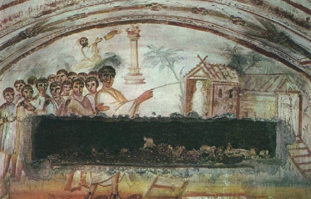 Wskrzeszenie Łazarza, wizerunek z IV wieku w katakumbach
przy via Latina w Rzymie