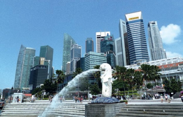 Singapur. Widok z Marina Bay