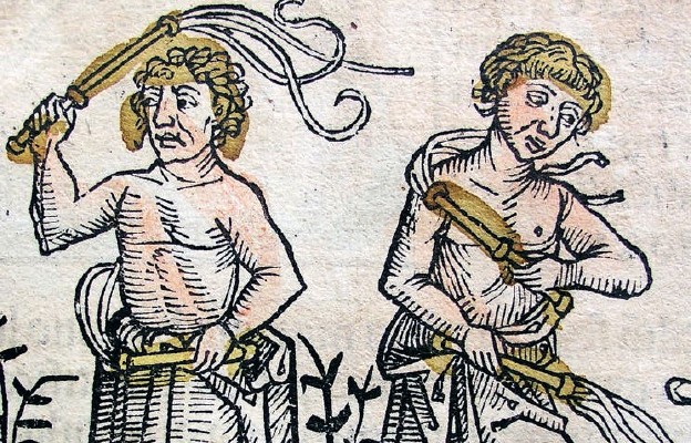 XV-wieczny drzeworyt przedstawiający biczowników