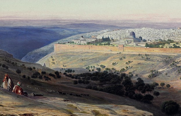Edward Lear, Jerozolima z Góry Oliwnej, wchód słońca