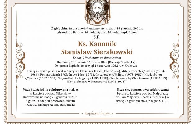 Klepsydra ks. kan. Stanisława Sierakowskiego