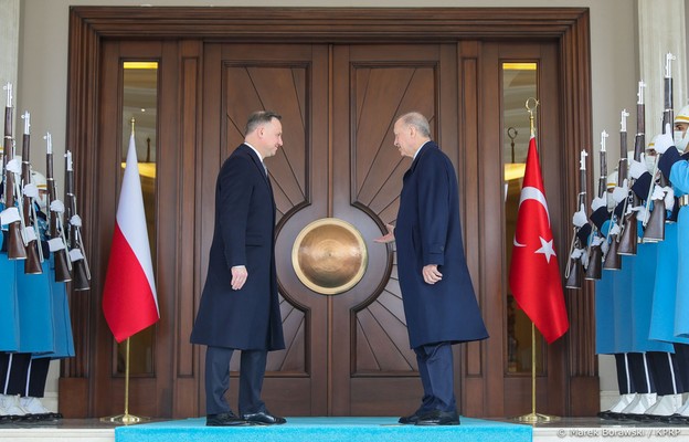 Andrezj Duda na spotakniu z Prezydentem Turcji Recepem Tayyıpem Erdoğanem.