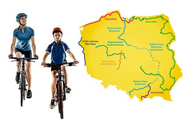 Kilka z wielu szlaków rowerowych wiodących przez Polskę