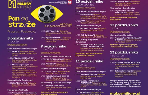 Dokładny program Festiwalu dostępny jest na stronie www.maksymiliany.pl.