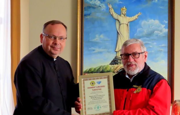 Dyplom odebrał z rąk prezesa LSPT 19 lutego kustosz Sanktuarium Miłosierdzia Bożego w Świebodzinie ks. Mariusz Kołodziej