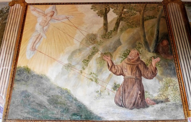 La Verna - fresk przedstawiający otrzymanie stygmatow przez sw. Franciszka