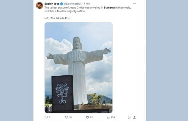 Na Sumatrze poświęcono największą na świecie figurę Jezusa